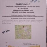 Sortie Cyclo Samedi 6 Décembre