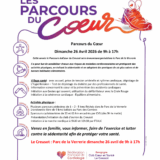 Parcours du Coeur Dimanche 26 Avril 2026 de 9h à 17h Esplanade Duchêne Parc de la Verrerie du Creusot